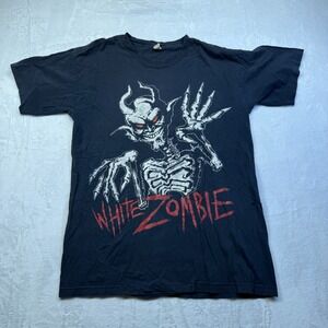 VTG 90s White Zombie Demon Shirt Sz Lg Single Stitch FADED Gem Tag HOLES Look